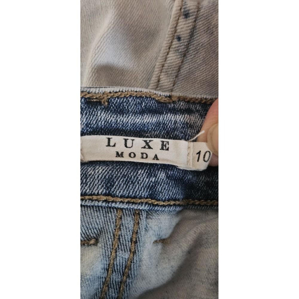 LUXE MODA woman‎ Sz 10 acid wash split leg ankle straight stretch jeans - Picture 4 of 7